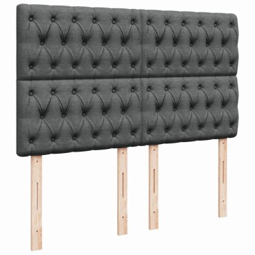 vidaXL Κρεβάτι Boxspring με Στρώμα Σκούρο Γκρι 140x190 εκ. Υφασμάτινο