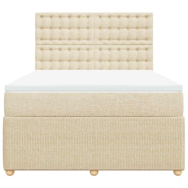 vidaXL Κρεβάτι Boxspring με Στρώμα Κρεμ 140x190 εκ. Υφασμάτινο