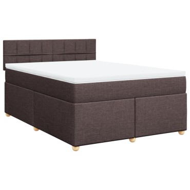 vidaXL Κρεβάτι Boxspring με Στρώμα Σκούρο Καφέ 140x190 εκ. Υφασμάτινο