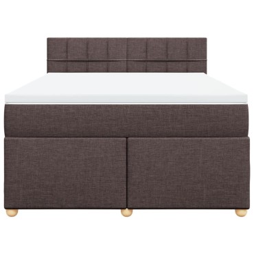 vidaXL Κρεβάτι Boxspring με Στρώμα Σκούρο Καφέ 140x190 εκ. Υφασμάτινο
