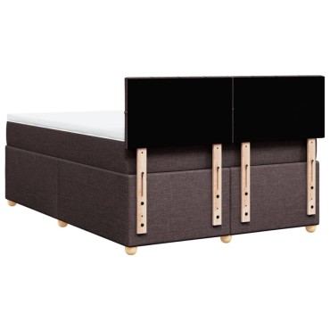 vidaXL Κρεβάτι Boxspring με Στρώμα Σκούρο Καφέ 140x190 εκ. Υφασμάτινο