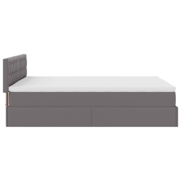 vidaXL Οθωμανικό κρεβάτι με στρώμα Γκρι 140x190cm Faux Leather