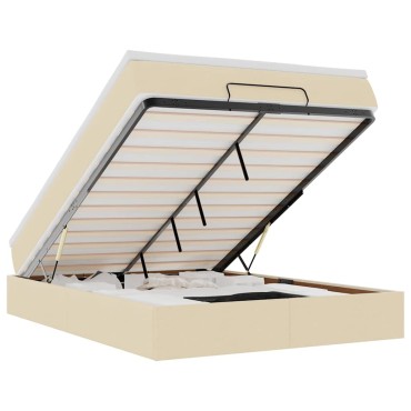 vidaXL Οθωμανικό κρεβάτι με στρώμα Cream 140x190cm ύφασμα - Μονό