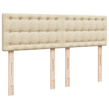 vidaXL Οθωμανικό κρεβάτι με στρώμα & LEDs Cream 140x190cm Ύφασμα - Μονό