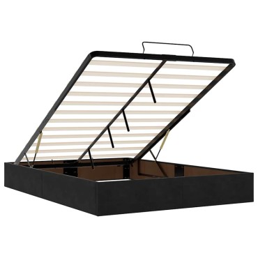 vidaXL Οθωμανικό κρεβάτι με στρώμα & LEDs Μαύρο 140x190cm Velvet