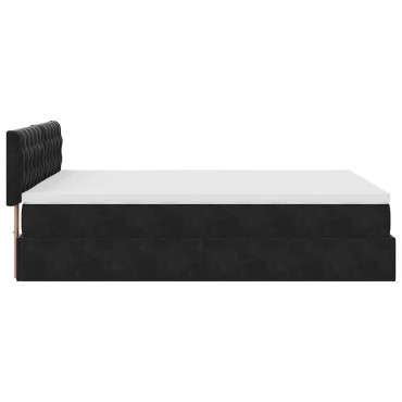 vidaXL Οθωμανικό κρεβάτι με στρώμα & LEDs Μαύρο 140x190cm Velvet