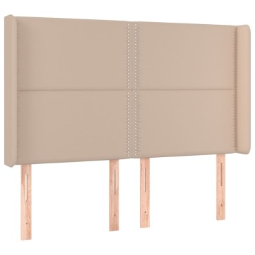vidaXL Κρεβάτι Boxspring Στρώμα&LED Καπουτσίνο 140x190 εκ. Συνθ. Δέρμα