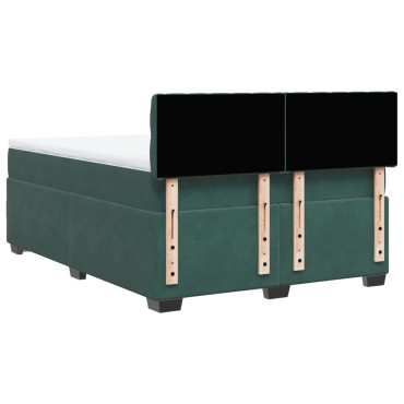 vidaXL Κρεβάτι Boxspring με Στρώμα Σκούρο Πράσινο 140x190εκ. Βελούδινο