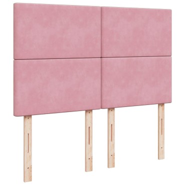 vidaXL Κρεβάτι Boxspring με Στρώμα Ροζ 140x190 εκ. Βελούδινο