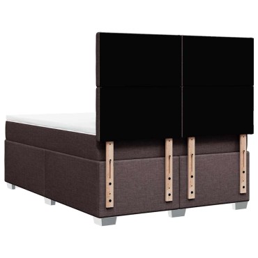 vidaXL Κρεβάτι Boxspring με Στρώμα Σκούρο Καφέ 140x190 εκ. Υφασμάτινο