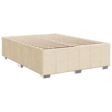 vidaXL Κρεβάτι Boxspring με Στρώμα Κρεμ 140x190 εκ. Υφασμάτινο