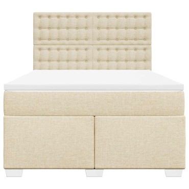 vidaXL Κρεβάτι Boxspring με Στρώμα Κρεμ 140x190 εκ. Υφασμάτινο
