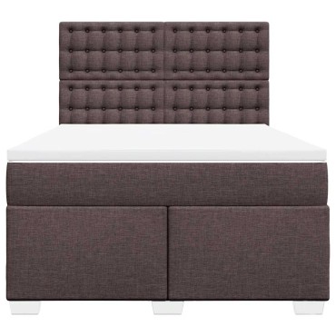 vidaXL Κρεβάτι Boxspring με Στρώμα Σκούρο Καφέ 140x190 εκ. Υφασμάτινο