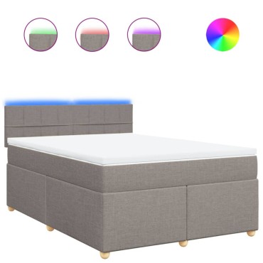 vidaXL Κρεβάτι Boxspring με Στρώμα Taupe 140x190 εκ. Υφασμάτινο