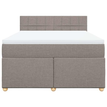 vidaXL Κρεβάτι Boxspring με Στρώμα Taupe 140x190 εκ. Υφασμάτινο