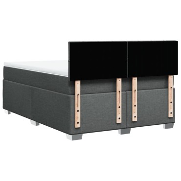 vidaXL Κρεβάτι Boxspring με Στρώμα Σκούρο Γκρι 140x190 εκ. Υφασμάτινο
