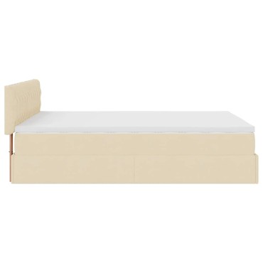 vidaXL Οθωμανικό κρεβάτι με στρώμα Cream 140x190cm ύφασμα - Μονό