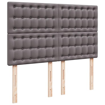 vidaXL Οθωμανικό κρεβάτι με στρώμα Γκρι 140x190cm Faux Leather