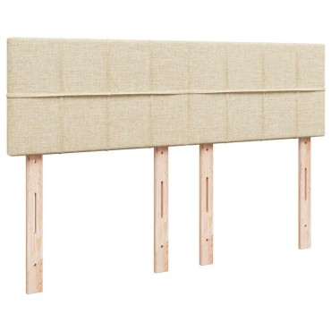 vidaXL Οθωμανικό κρεβάτι με στρώμα & LEDs Cream 140x190cm Ύφασμα - Μονό