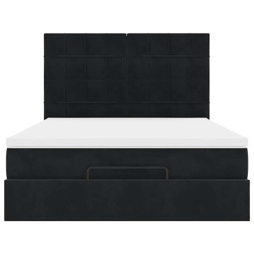 vidaXL Οθωμανικό κρεβάτι με στρώματα Μαύρο 140x190cm Βελούδο