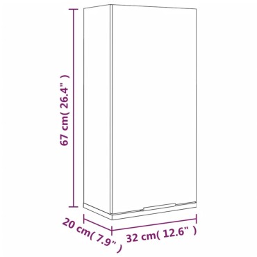 vidaXL Ντουλάπι Μπάνιου Επιτοίχιο Μαύρο 32x20x67cm 1 τεμ.