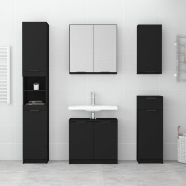vidaXL Ντουλάπι Μπάνιου Επιτοίχιο Μαύρο 32x20x67cm 1 τεμ.