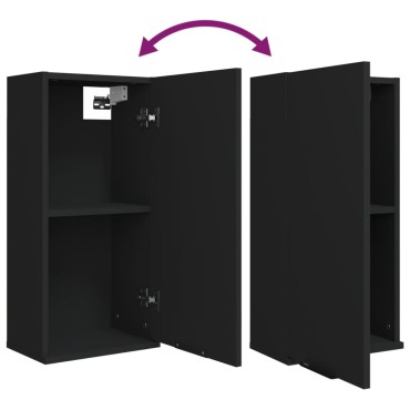 vidaXL Ντουλάπι Μπάνιου Επιτοίχιο Μαύρο 32x20x67cm 1 τεμ.