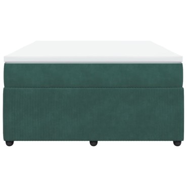 vidaXL Κρεβάτι Boxspring με Στρώμα Σκούρο Πράσινο 140x190εκ. Βελούδινο
