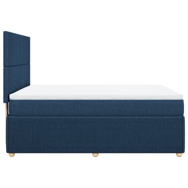 vidaXL Κρεβάτι Boxspring με Στρώμα Μπλε 140x190cm Υφασμάτινο 1 τεμ. - Μονό