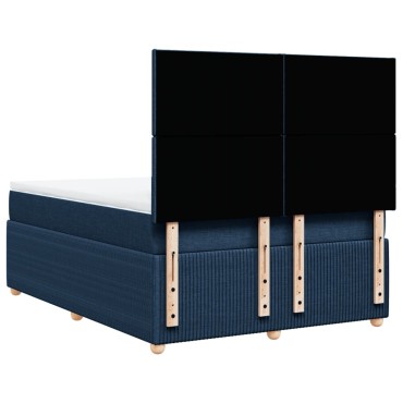 vidaXL Κρεβάτι Boxspring με Στρώμα Μπλε 140x190cm Υφασμάτινο 1 τεμ. - Μονό