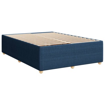 vidaXL Κρεβάτι Boxspring με Στρώμα Μπλε 140x190cm Υφασμάτινο 1 τεμ. - Μονό