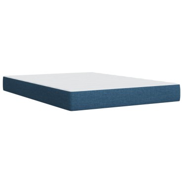 vidaXL Κρεβάτι Boxspring με Στρώμα Μπλε 140x190cm Υφασμάτινο 1 τεμ. - Μονό