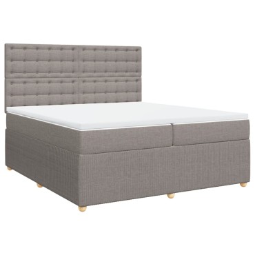 vidaXL Κρεβάτι Boxspring με Στρώμα Taupe 200x200cm Υφασμάτινο 1 τεμ. - Διπλό