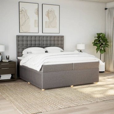 vidaXL Κρεβάτι Boxspring με Στρώμα Taupe 200x200cm Υφασμάτινο 1 τεμ. - Διπλό