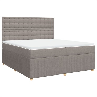 vidaXL Κρεβάτι Boxspring με Στρώμα Taupe 200x200cm Υφασμάτινο 1 τεμ. - Διπλό