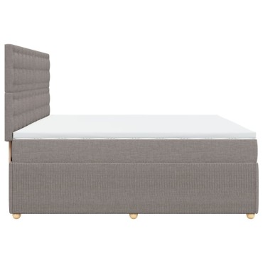 vidaXL Κρεβάτι Boxspring με Στρώμα Taupe 200x200cm Υφασμάτινο 1 τεμ. - Διπλό