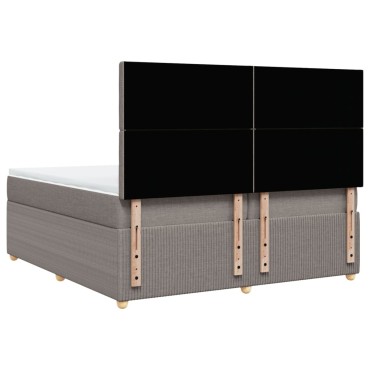 vidaXL Κρεβάτι Boxspring με Στρώμα Taupe 200x200cm Υφασμάτινο 1 τεμ. - Διπλό