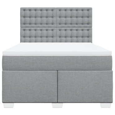 vidaXL Κρεβάτι Boxspring με Στρώμα Ανοιχτό Γκρι 140x190 εκ. Υφασμάτινο