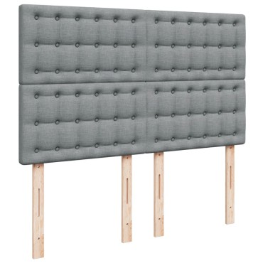 vidaXL Κρεβάτι Boxspring με Στρώμα Ανοιχτό Γκρι 140x190 εκ. Υφασμάτινο