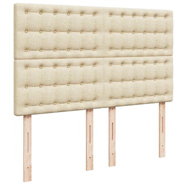 vidaXL Οθωμανικό κρεβάτι με στρώμα & LEDs Cream 140x190cm Ύφασμα - Μονό