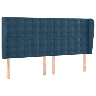 vidaXL Κεφαλάρι με Πτερύγια Σκούρο Μπλε 183x23x118/128cm Βελούδινο 1 τεμ.