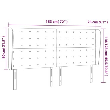 vidaXL Κεφαλάρι με Πτερύγια Σκούρο Μπλε 183x23x118/128cm Βελούδινο 1 τεμ.