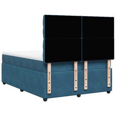 vidaXL Κρεβάτι Boxspring με Στρώμα Μπλε 140x190 εκ. Βελούδινο