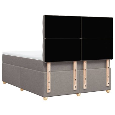 vidaXL Κρεβάτι Boxspring με Στρώμα Taupe 140x190 εκ. Υφασμάτινο