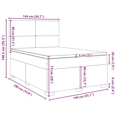 vidaXL Κρεβάτι Boxspring με Στρώμα Ροζ 140x190 εκ. Βελούδινο