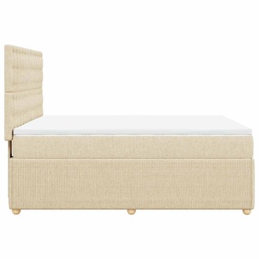 vidaXL Κρεβάτι Boxspring με Στρώμα Κρεμ 140x190 εκ. Υφασμάτινο