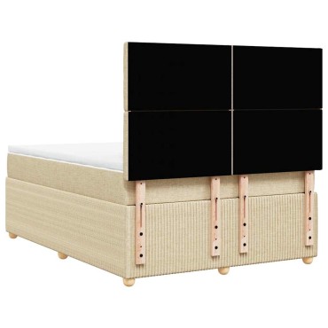vidaXL Κρεβάτι Boxspring με Στρώμα Κρεμ 140x190 εκ. Υφασμάτινο