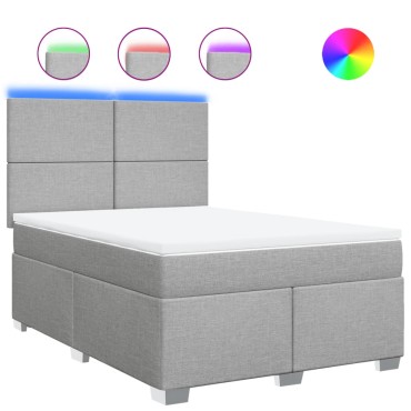 vidaXL Κρεβάτι Boxspring με Στρώμα Ανοιχτό Γκρι 140x190 εκ. Υφασμάτινο