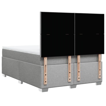 vidaXL Κρεβάτι Boxspring με Στρώμα Ανοιχτό Γκρι 140x190 εκ. Υφασμάτινο