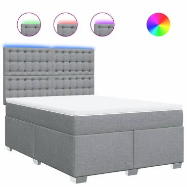 vidaXL Κρεβάτι Boxspring με Στρώμα Ανοιχτό Γκρι 140x190 εκ. Υφασμάτινο